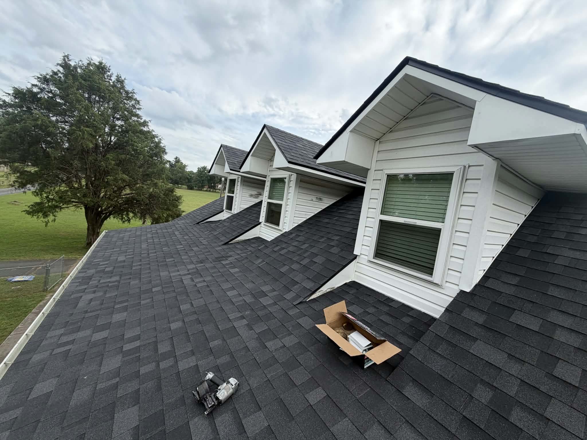 Shingle roof with dormers